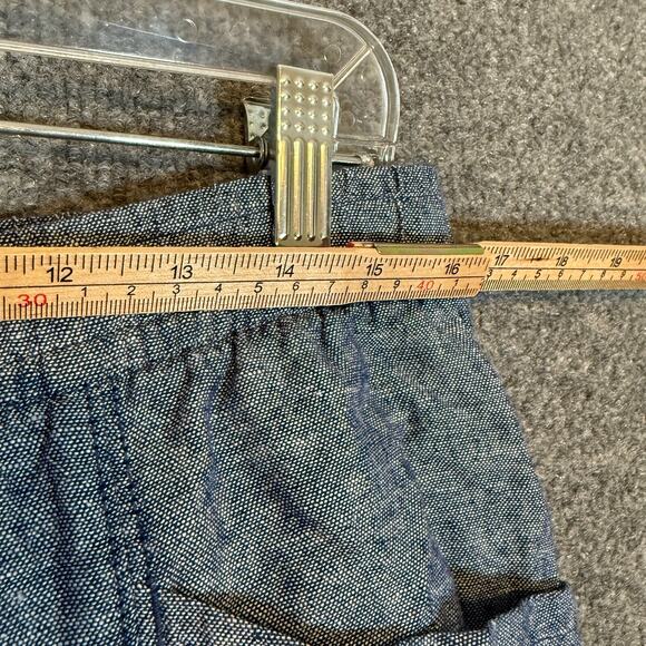 Old Navy Pants Womens Medium Blue Linen Blend Cropped Stretch Waist Boho - Picture 6 of 12